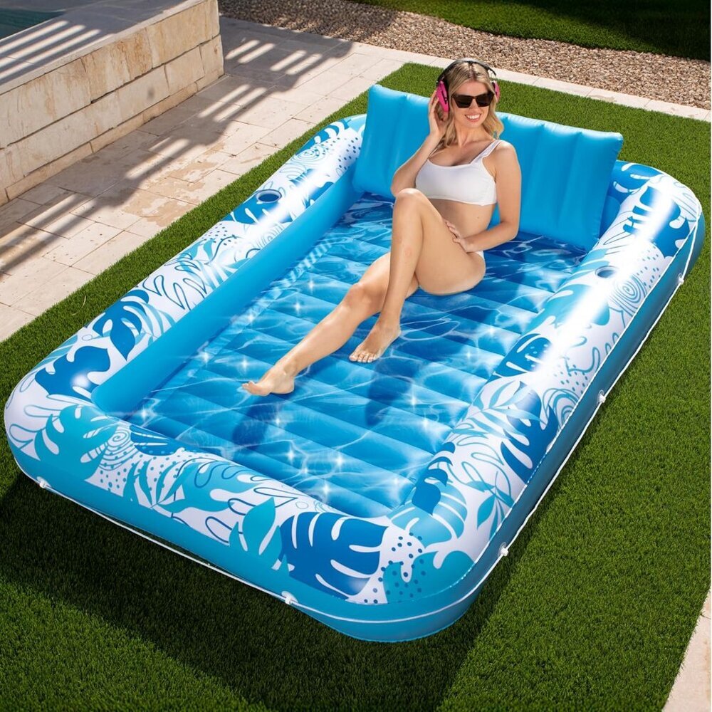 Inflatable Tanning Pool Lounger Float, 85" x 57" Extra Large Pool Floats Adult w